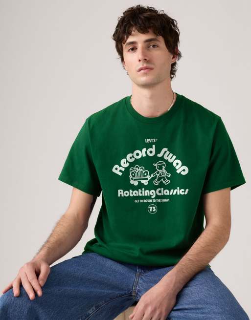 Levi's - Ruimvallend T-shirt met grafische print in groen, 4 van 4