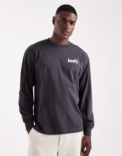 Levi's - Ruimvallend T-shirt met lange mouwen en Off beets-print op de achterkant in zwart - view 1