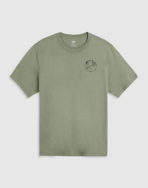Levi's - Ruimvallend T-shirt met print op de rug in kakigroen, 2 van 2