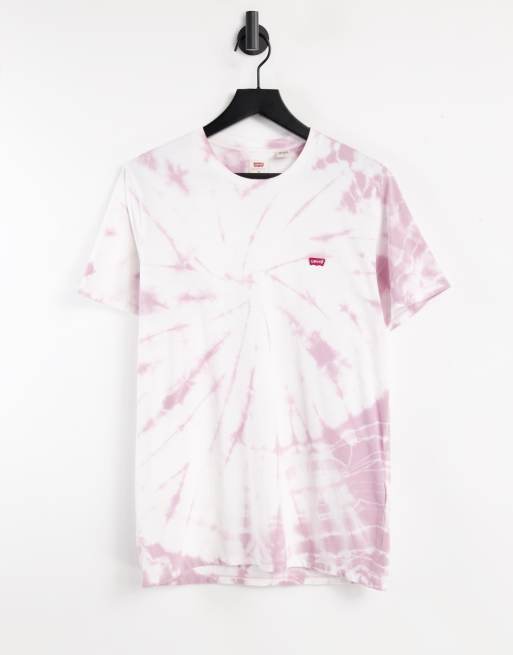Levi s Ruimvallend tie dye T shirt met modern vintage logo in roze