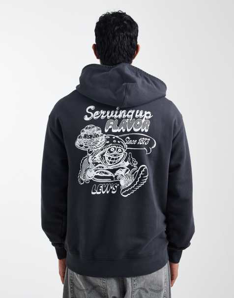 Levi's - Ruimvallende hoodie met grafische print op de achterkant in zwart - view 1