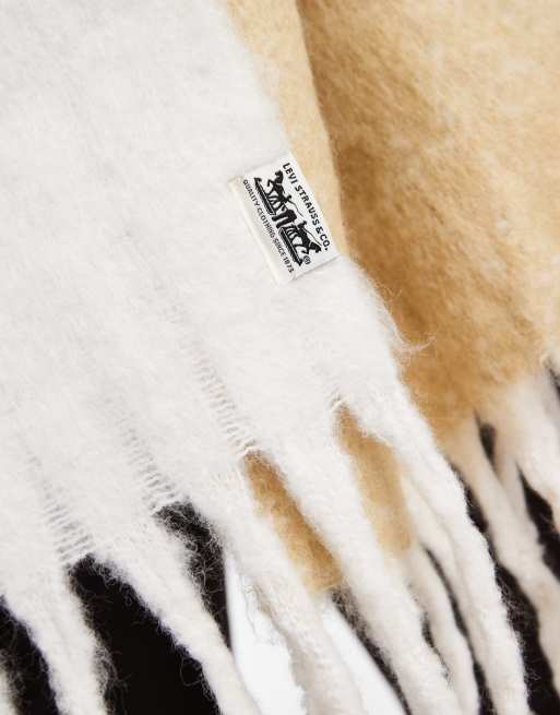 Levi's rutig scarf med fransar i brunt, 2 av 3