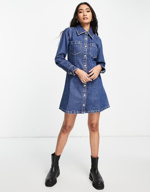 Levi's sabine denim mini dress in blue | ASOS