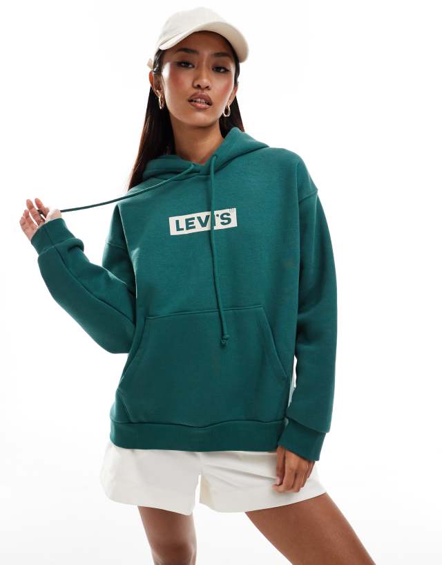 Levi's - salinas box tab logo relaxed fit hoodie in mid green