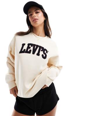 Levi's - Salinas - Locker geschnittenes Sweatshirt aus Chenille in Beige mit College-Logo-Neutral