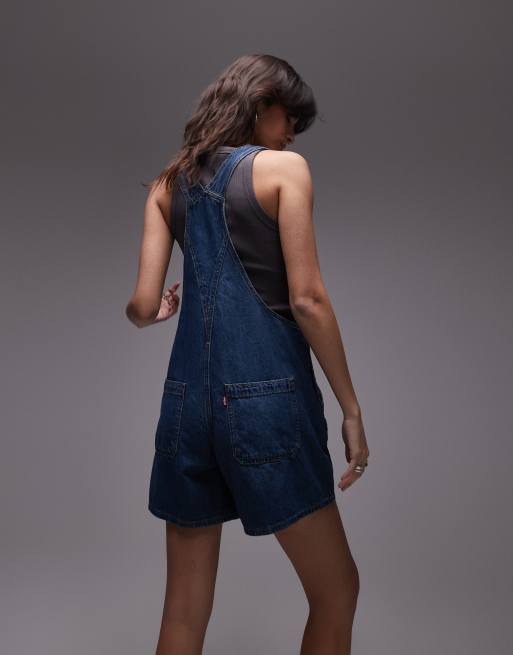 Levi's - Salopette courte en jean style utilitaire - Bleu foncé, 4 de 4