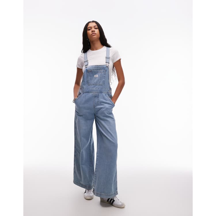Salopette En Jean Levi's Boyfriend Shortall – Fille Taille 7 – Bleu Clair Délavé