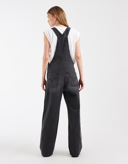 Levi's salopette in denim nera, 4 di 4