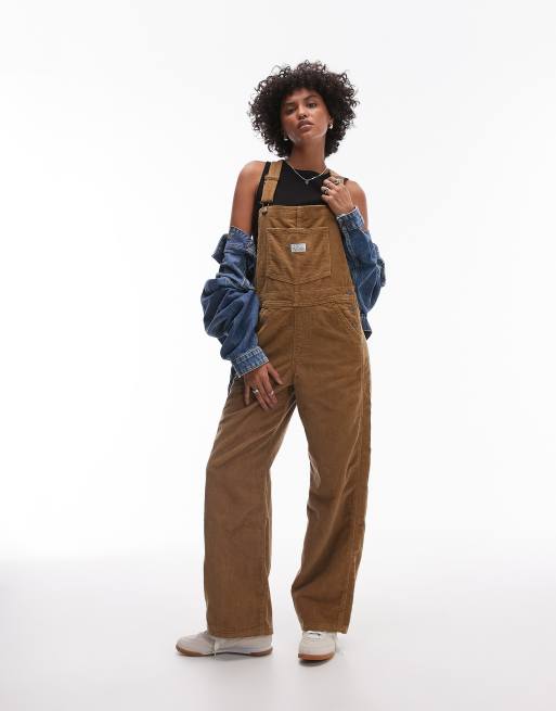 Levi's - Salopette in tessuto a coste ampio, colore marrone