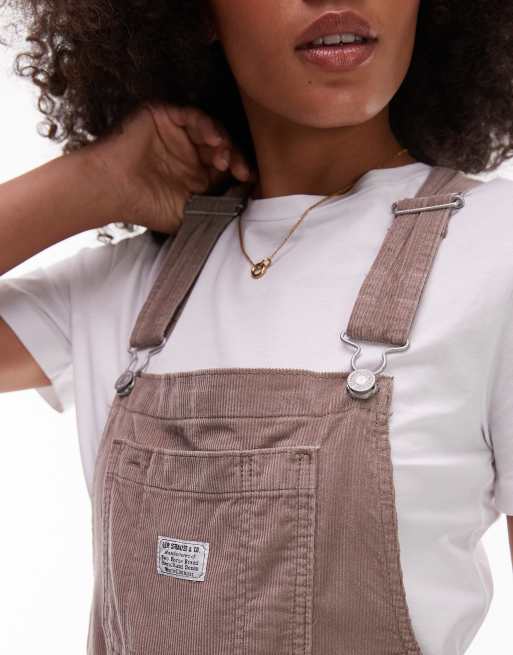 Levi's - Salopette in velluto a coste XL color talpa, 2 di 4