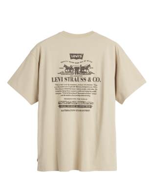 satisfaction guarantee back print vintage oversized fit T-shirt in beige-Neutral