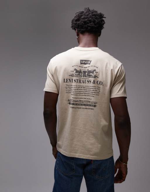 Levi's – Satisfaction Guarantee – Beżowy T-shirt oversize z nadrukiem na plecach w stylu vintage