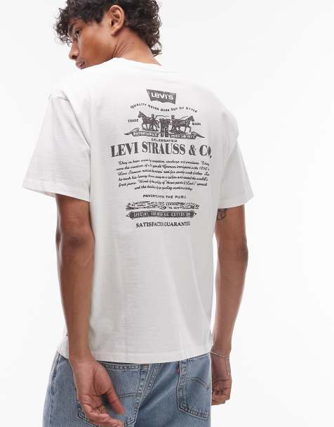 Levi's – Satisfaction Guarantee – Biały T-shirt oversize z nadrukiem na plecach w stylu vintage - view 1