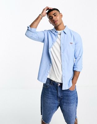 Levi's slim fit oxford shirt with small logo in blue - ASOS Price Checker