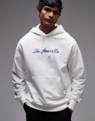 Levi's Script Embroidered Logo Hoodie In White