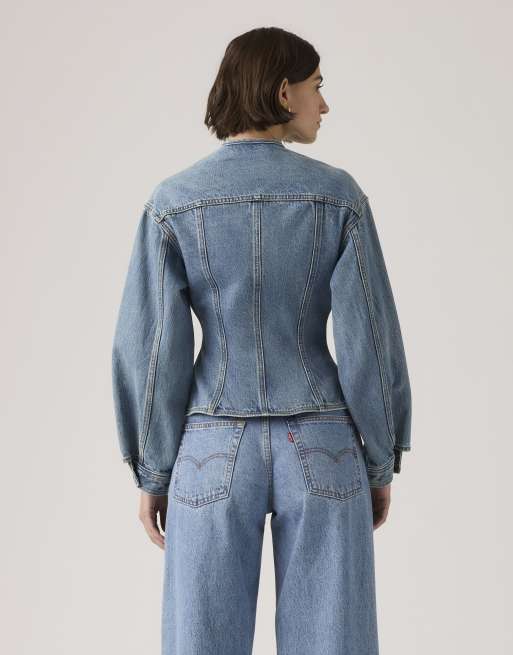 Levi's Sculpted trucker jacket in blue, 2 of 4