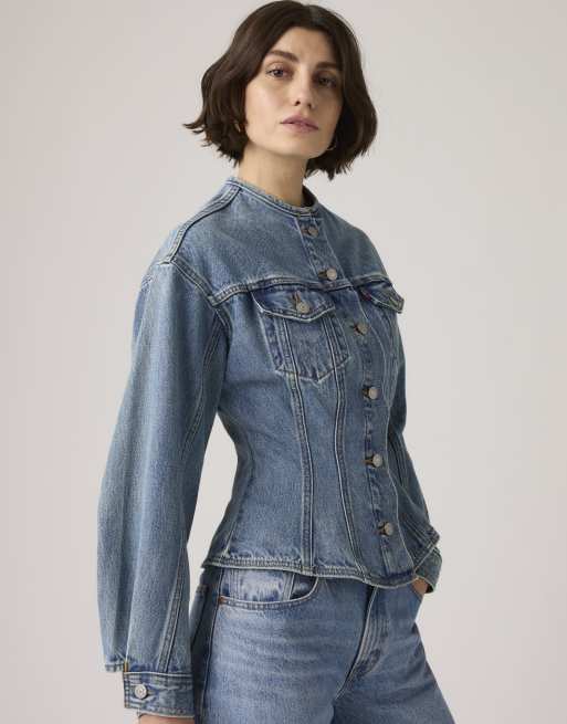 Levi's Sculpted trucker jacket in blue, 3 of 4