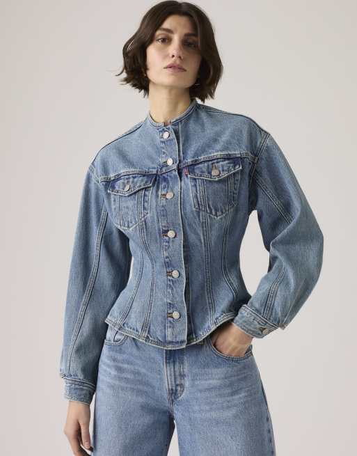 Levi's Sculpted trucker jacket in blue, 4 of 4