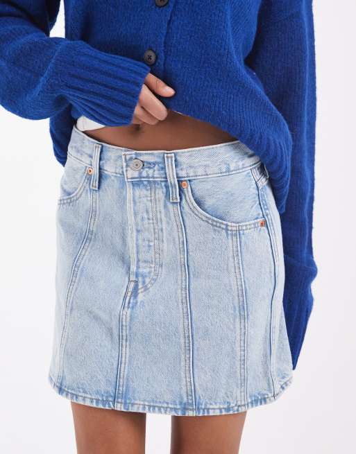 Levi's seamed icon skirt in light blue, 3 of 5