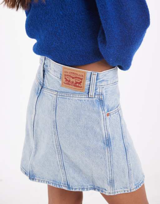 Levi's seamed icon skirt in light blue, 4 of 5