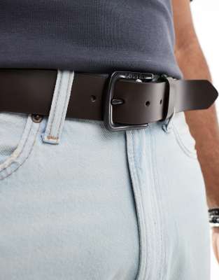 Levi's - Seine - Ceinture en cuir avec boucle et logo - Marron foncé