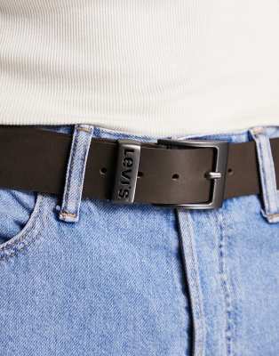 Levi's – Seine – Ciemnobrązowy skórzany pasek z logo - view 1