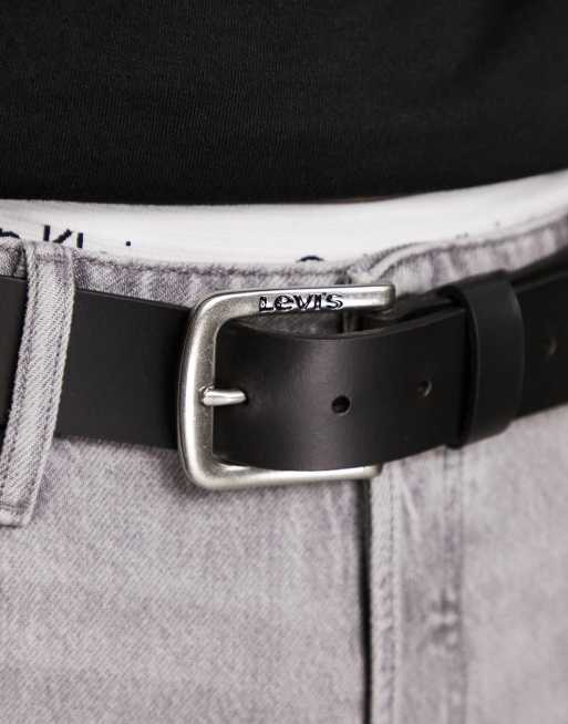 Levi's – Seine – Czarny skórzany pasek z klamrą z logo, 2 z 4