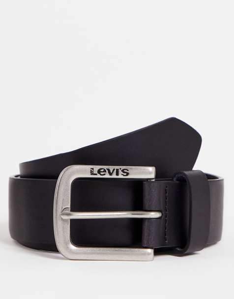 Levi's seine leather belt in black with logo - view 1