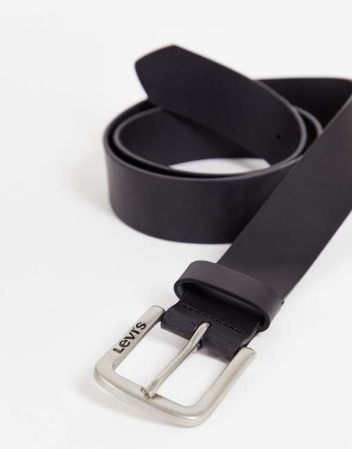 Levi's seine leather belt in black with logo, 2 of 4