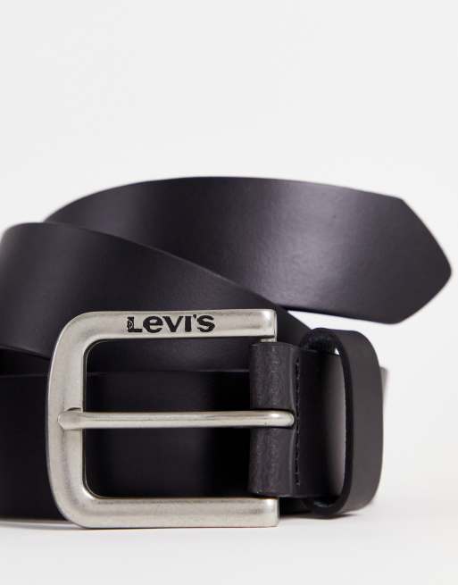Levi's seine leather belt in black with logo, 3 of 4
