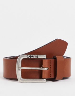 Levi's seine leather belt in brown with logo