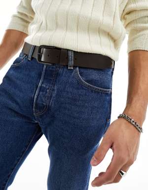 Levis Seine leather belt in brown with logo