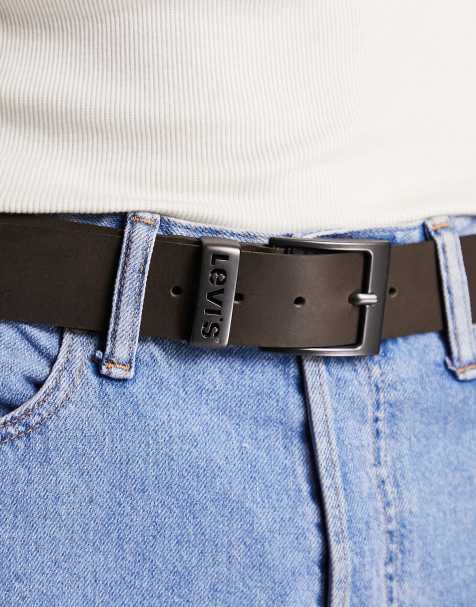 Levi's - Seine - Leren riem in donkerbruin met logo - view 1