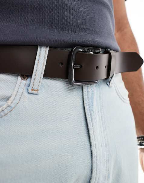 Levi's - Seine - Leren riem met logogesp in bruin - view 1