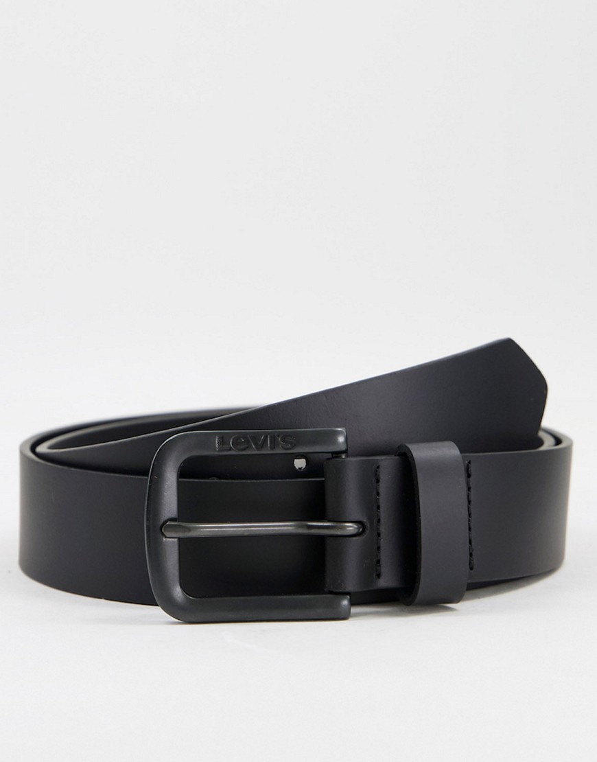Levi's Seine metal leather belt in matte black