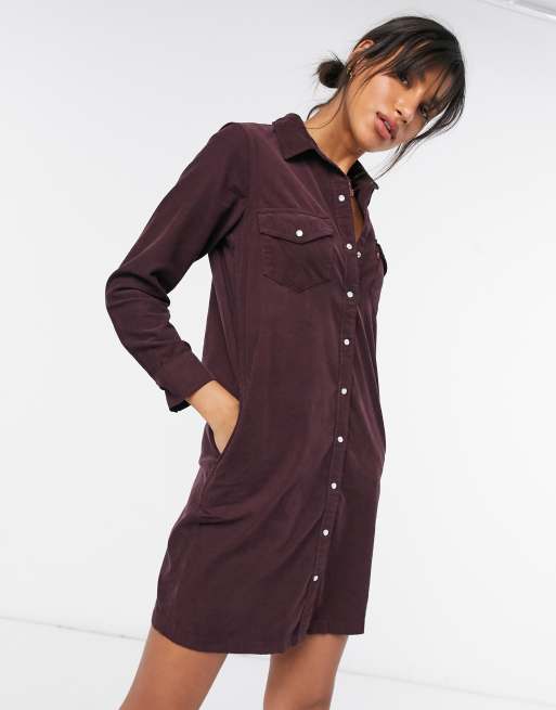 Levi's Selma shirt dress in burgundy cord | ASOS