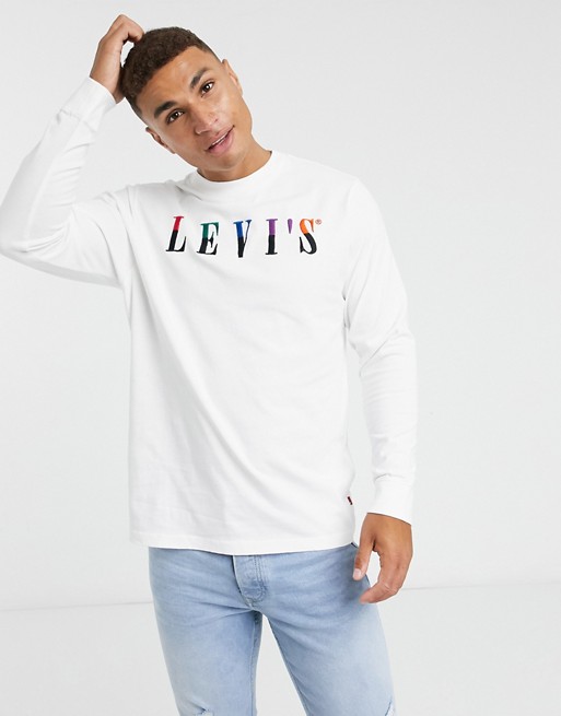 Levi's serif logo long sleeve top in white