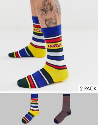 Levi's - Set van 2 paar gestreepte sokken met logo-Multi
