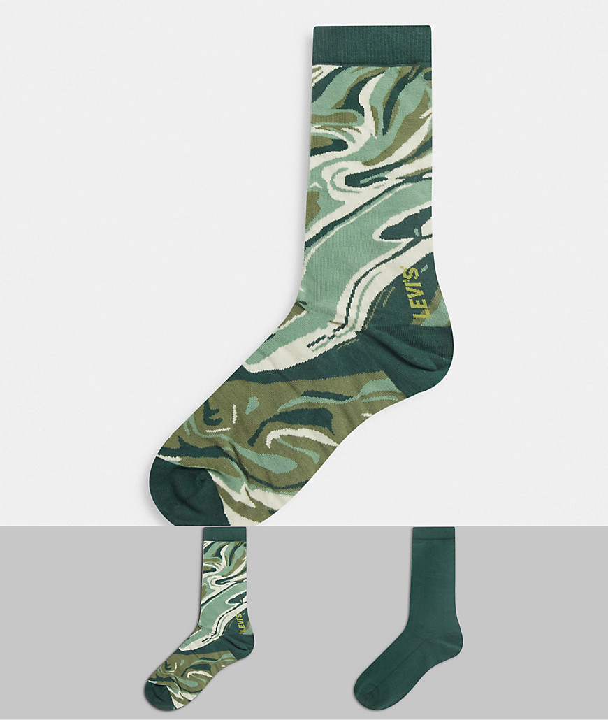 Levis - Set van 2 paar herensokken met camouflagemotief in groen