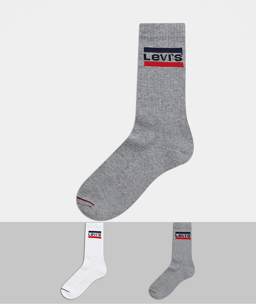 Levi's - Set van 2 paar sokken met logo in wit en grijs-Multi
