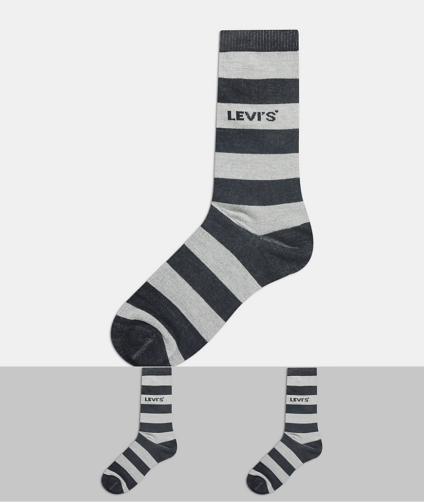 Levi's - Set van 2 paar sokken voor heren met rugbystrepen in zwart