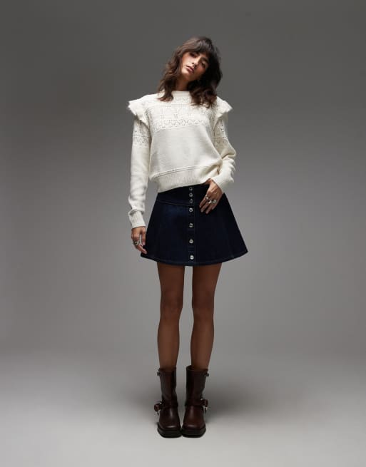 Levi's - Shane - Gebreide trui met fladdermouwen in wit, 3 van 4