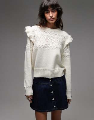 Levi's - Shane - Strickpullover in Weiß mit Flatterärmeln