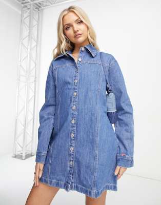 Levi's Shay Denim Dress In Mid Wash Blue