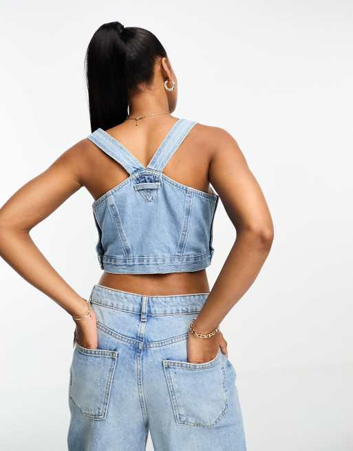 Levi's Shellsea vest top in blue denim wash with pocket, 2 of 4