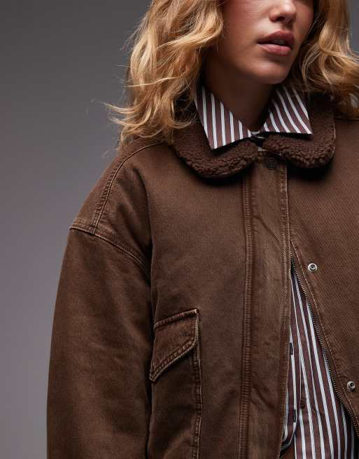 Levi's sherpa bomber jacket in brown, 4 of 4