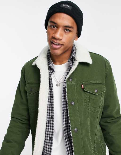 Levi's green sherpa jacket new arrivals