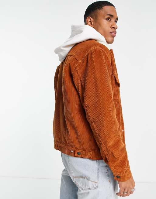 Levi's sherpa cord trucker jacket with box tab logo in tan | ASOS