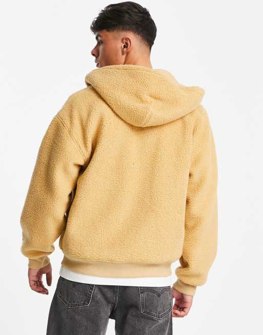 Levi's sherpa full zip hoode in tan | ASOS