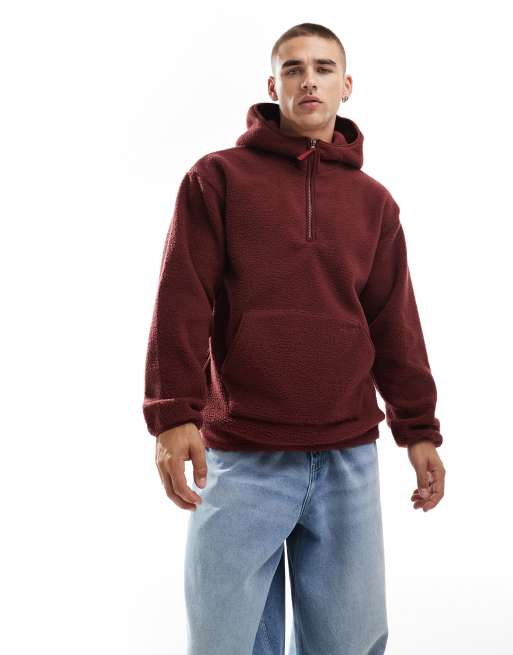 Levi s sherpa hoodie in burgundy